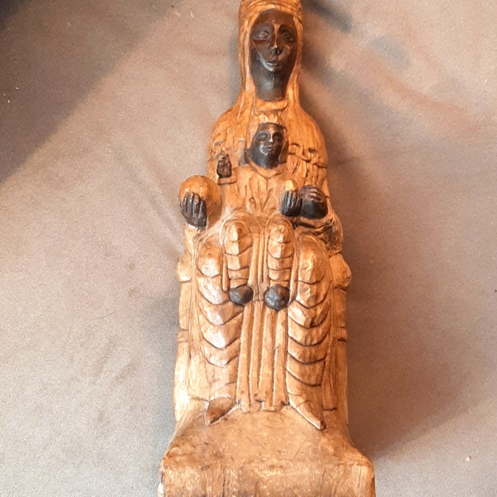 Antique wood carving of Black Madonna
